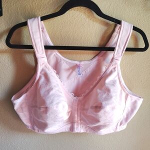 Comfort Choice Pink Front Closure Posture Bra Sz 44C No Wire Adjustable Straps
